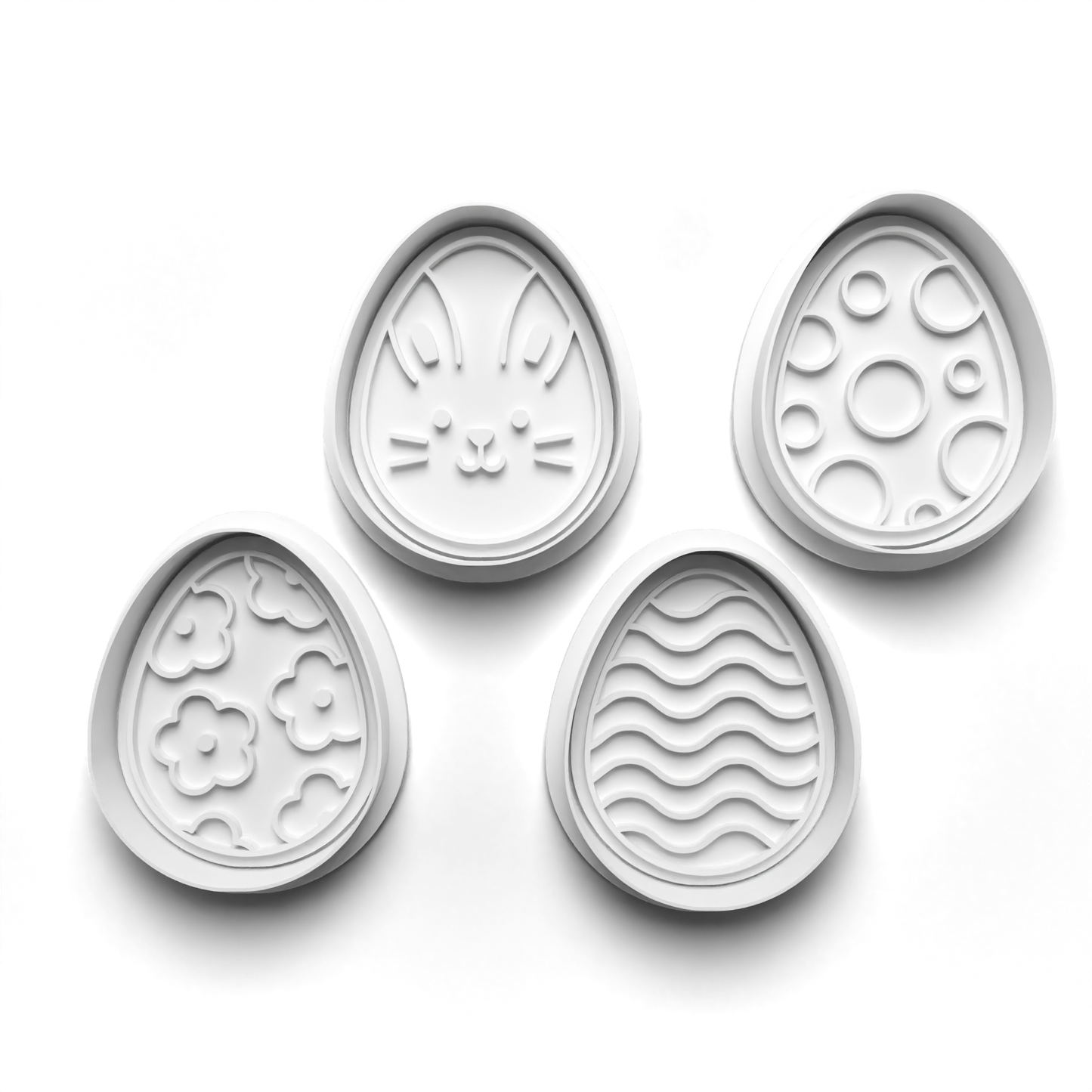 Easter PRV Fondant & Cookie Cutter Set with Stamp - Orange, Green, Brown, Tan - 2 Inches,Food-Safe PLA & PETG