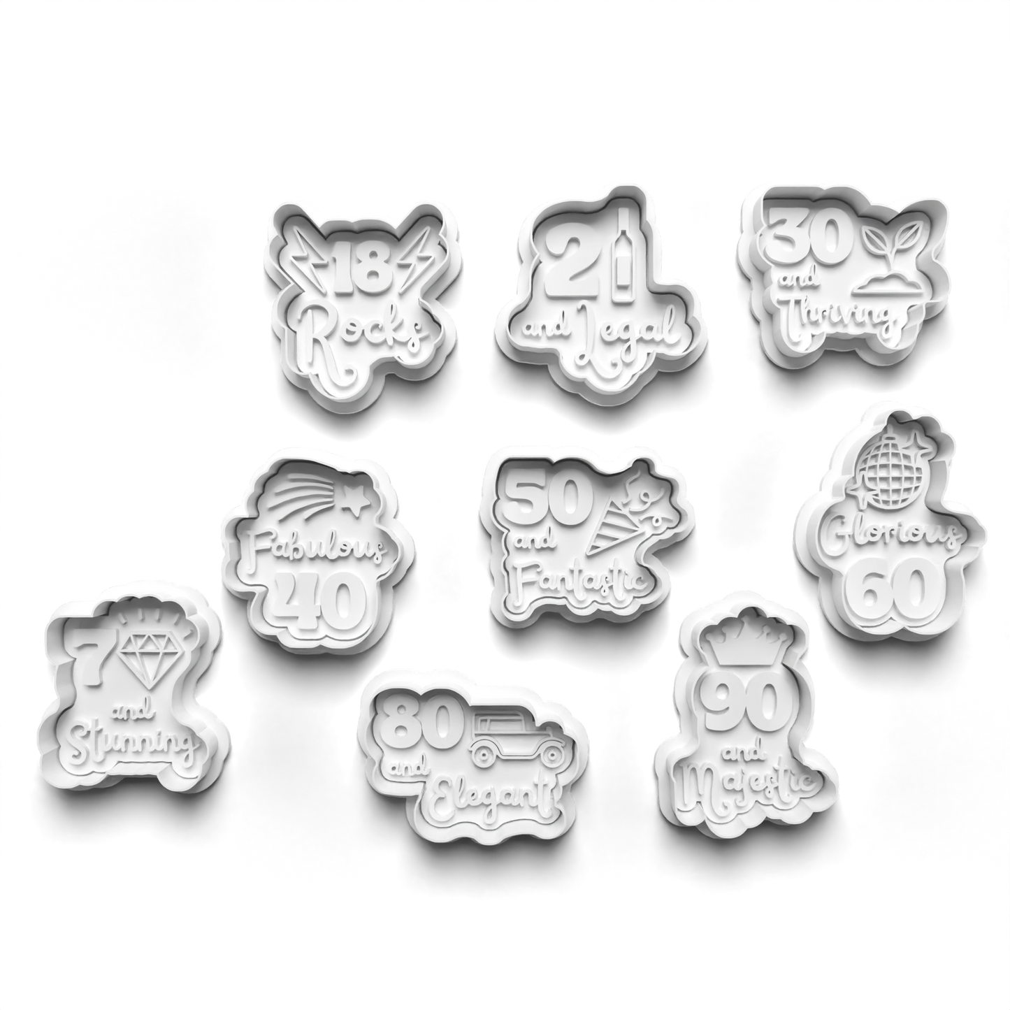 BIRTHDAY & MILESTONE cutter and stamps 2" baking, arts and crafts Bakeware Set