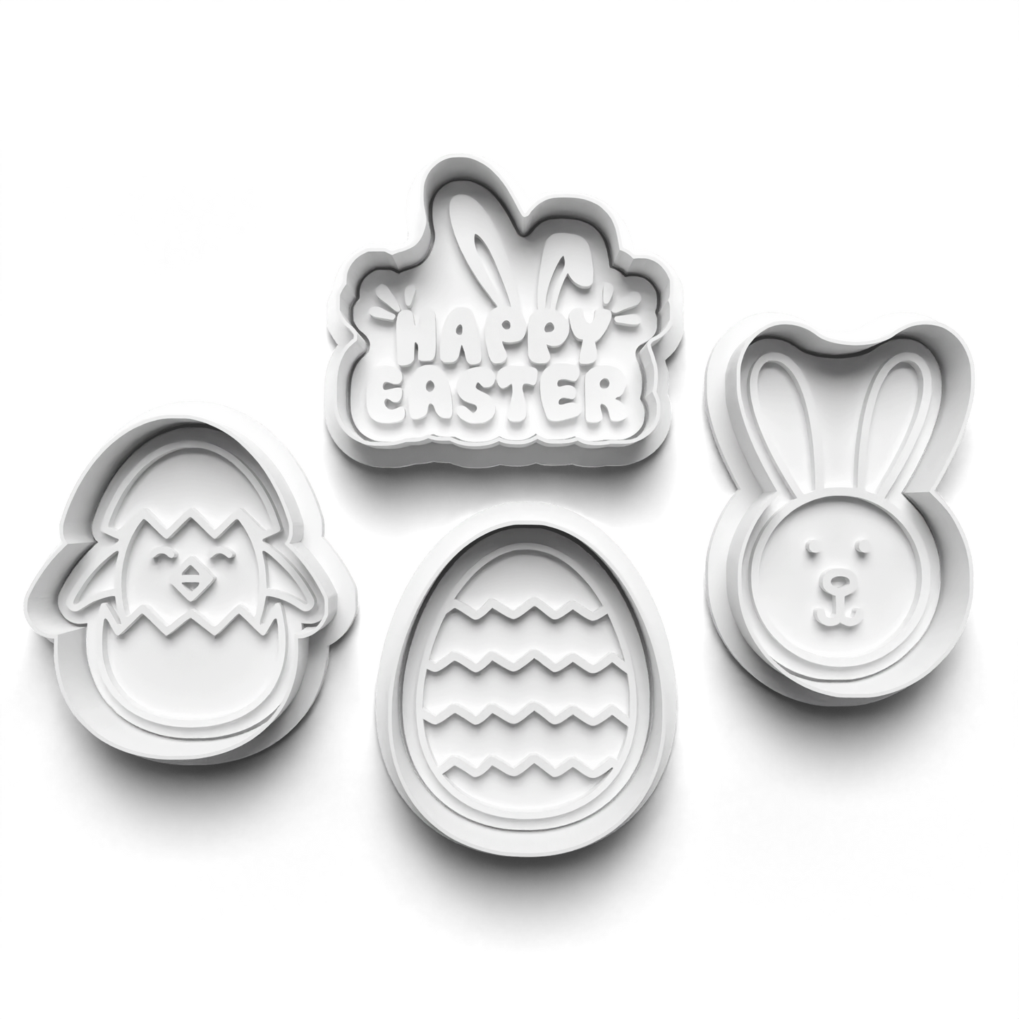 Easter PRV Fondant & Cookie Cutter Set with Stamp - Orange, Green, Brown, Tan - 2 Inches,Food-Safe PLA & PETG