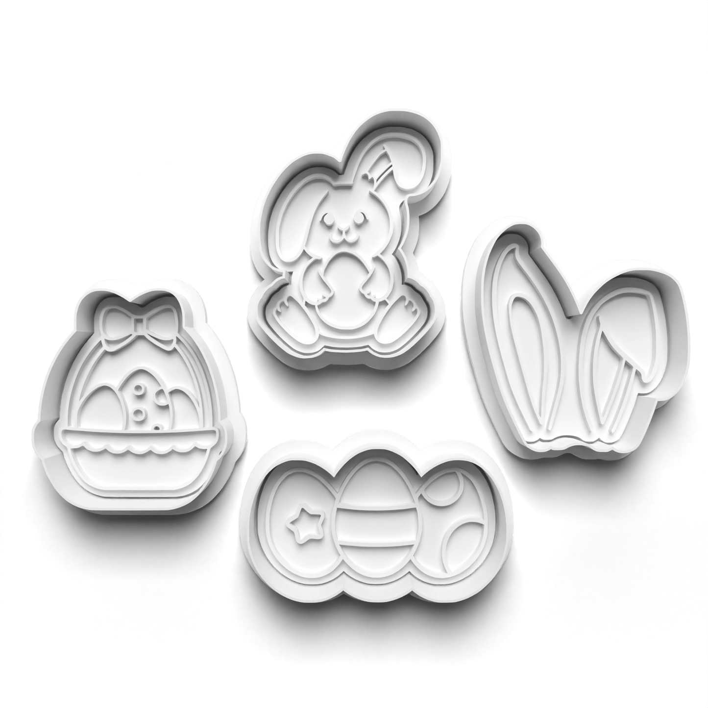 Easter PRV Fondant & Cookie Cutter Set with Stamp - Orange, Green, Brown, Tan - 2 Inches,Food-Safe PLA & PETG