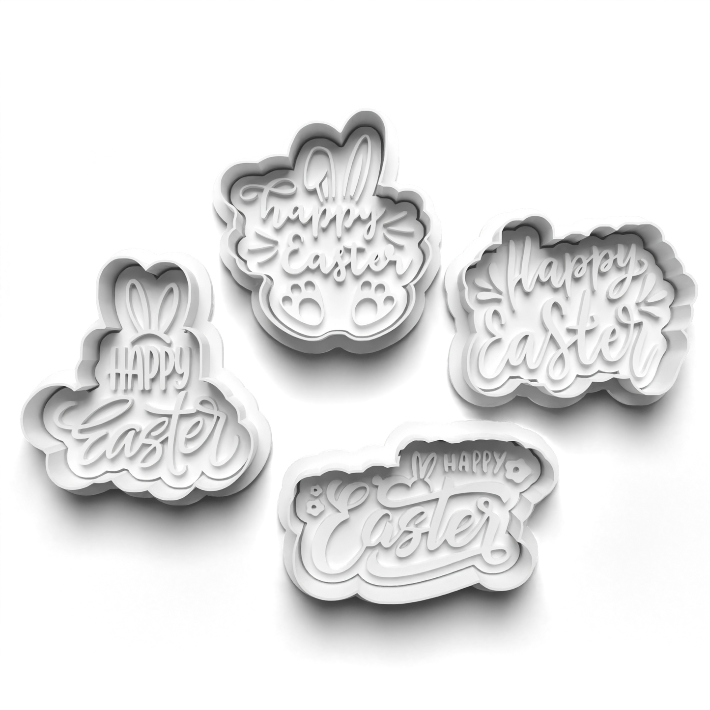 Easter PRV Fondant & Cookie Cutter Set with Stamp - Orange, Green, Brown, Tan - 2 Inches,Food-Safe PLA & PETG