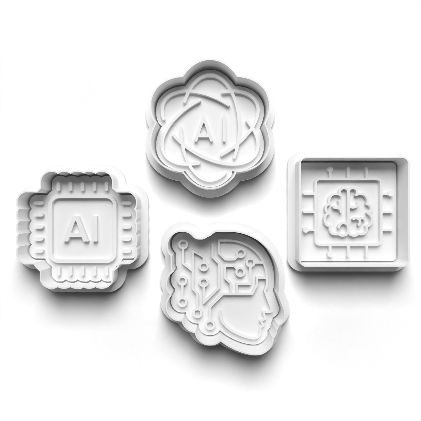AI / TECH 1.5" Cutter and Stamp PRV - Sweet Cut Co. Eco-friendly Food-safe PLA PETG - Perfect for 1.5-2" Themed Cookies - Made in USA Bakeware Printed