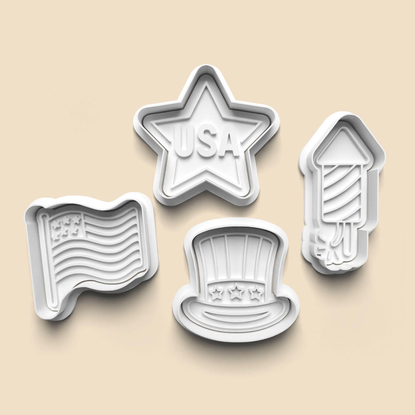 JULY 4 PRV Cutter and Stamp - Fondant, Cookie, Chocolate and More, Create Your Own Sweet Decorations