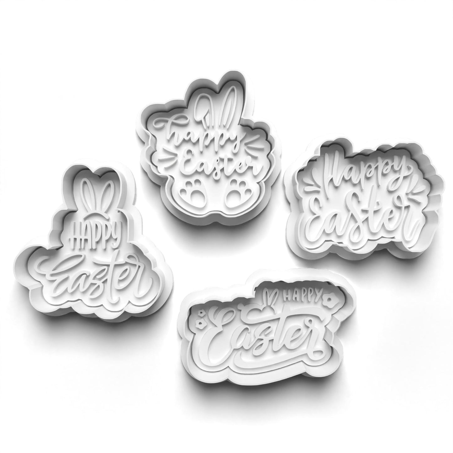 Easter PRV Fondant & Cookie Cutter Set with Stamp - Orange, Green, Brown, Tan - 2 Inches,Food-Safe PLA & PETG