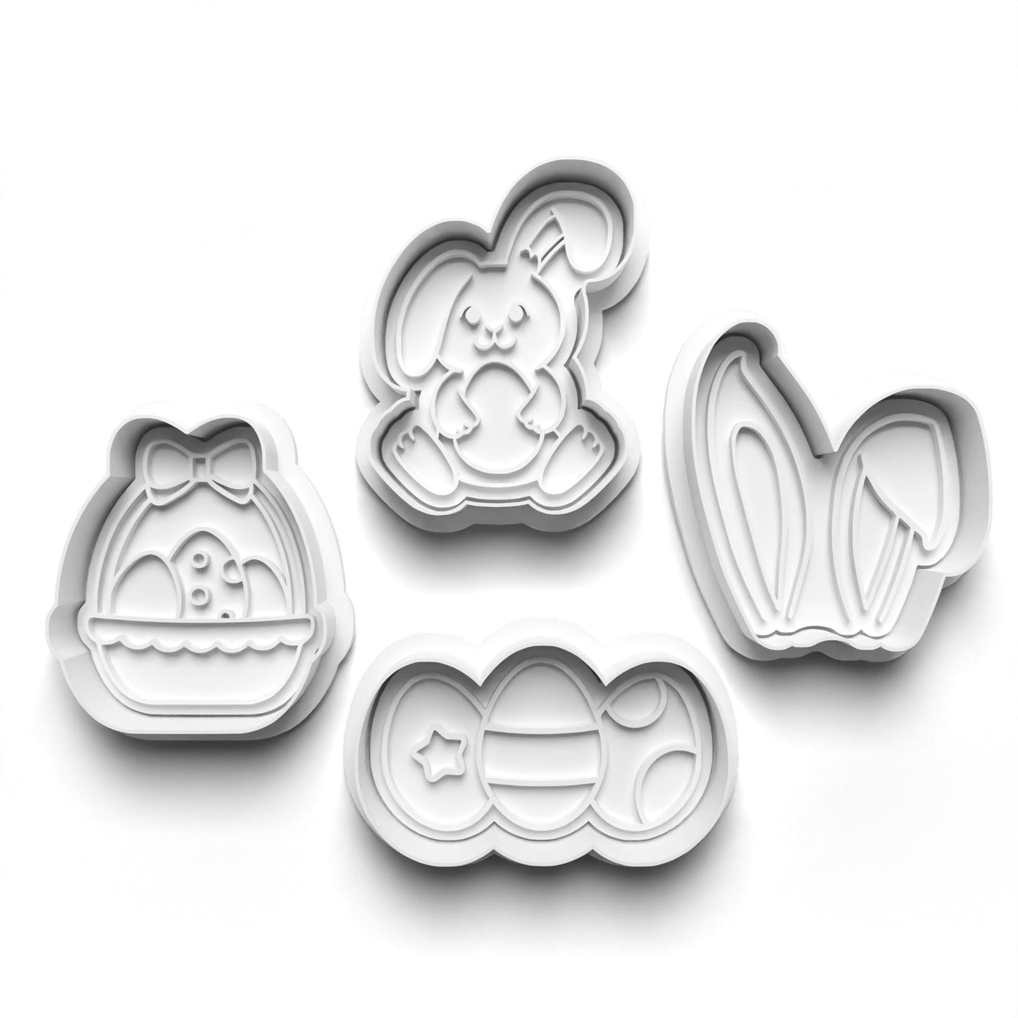 Easter PRV Fondant & Cookie Cutter Set with Stamp - Orange, Green, Brown, Tan - 2 Inches,Food-Safe PLA & PETG