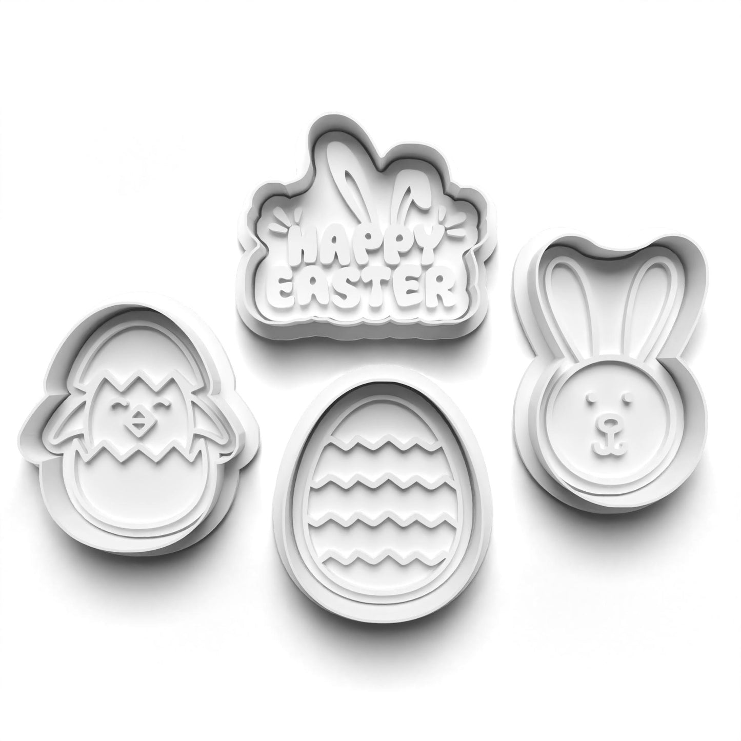 Easter PRV Fondant & Cookie Cutter Set with Stamp - Orange, Green, Brown, Tan - 2 Inches,Food-Safe PLA & PETG