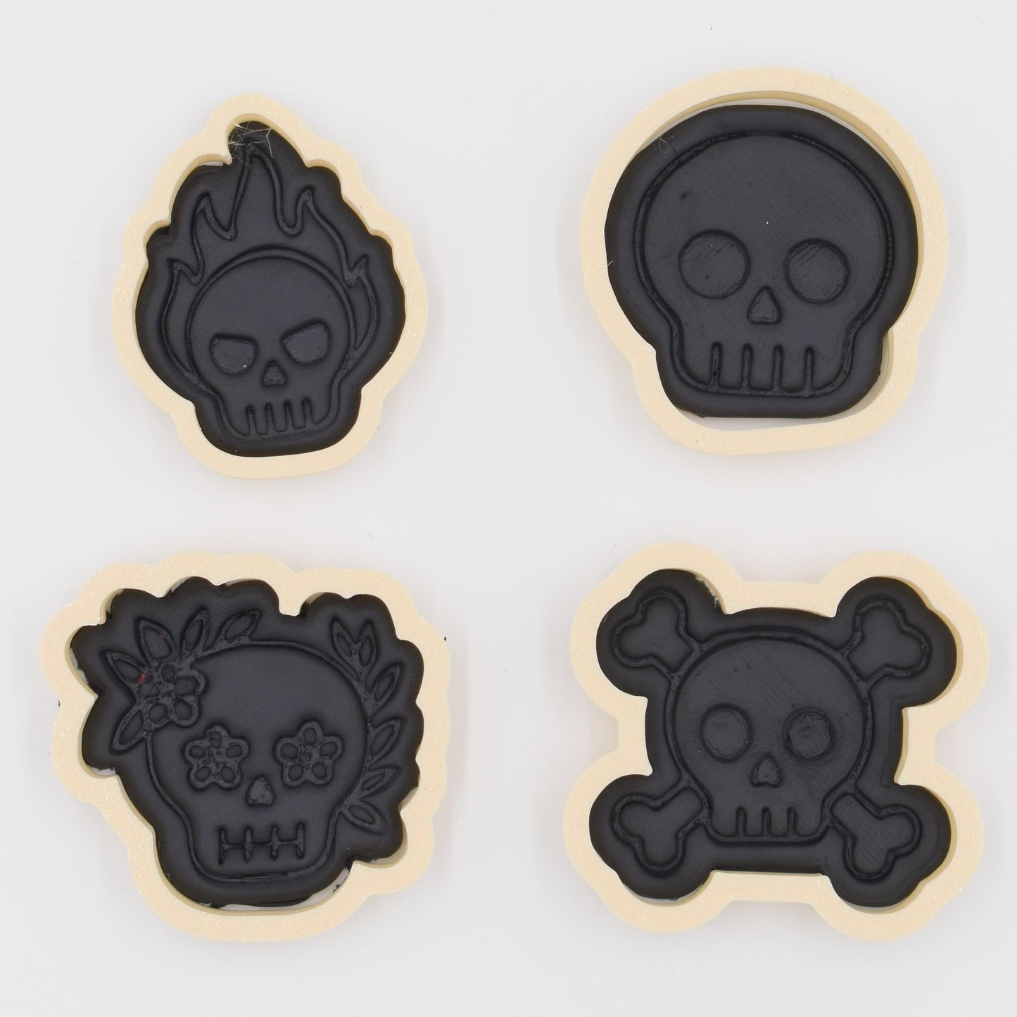 SKULL Cutter Set with Stamp 2'' - Professional Cookie & Fondant Cutters for Easy Crafting