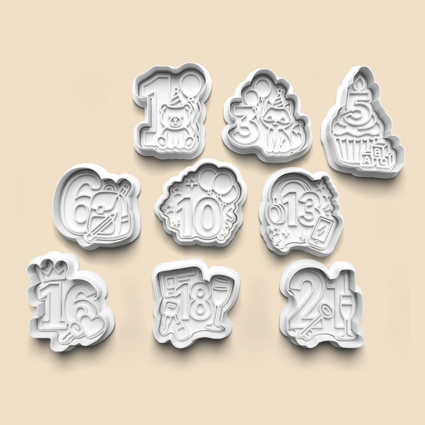 Milestone Birthday Numbers KIDS Pack PRV Cutter and Stamp, Fondant, Chocolate, Cookies and More!