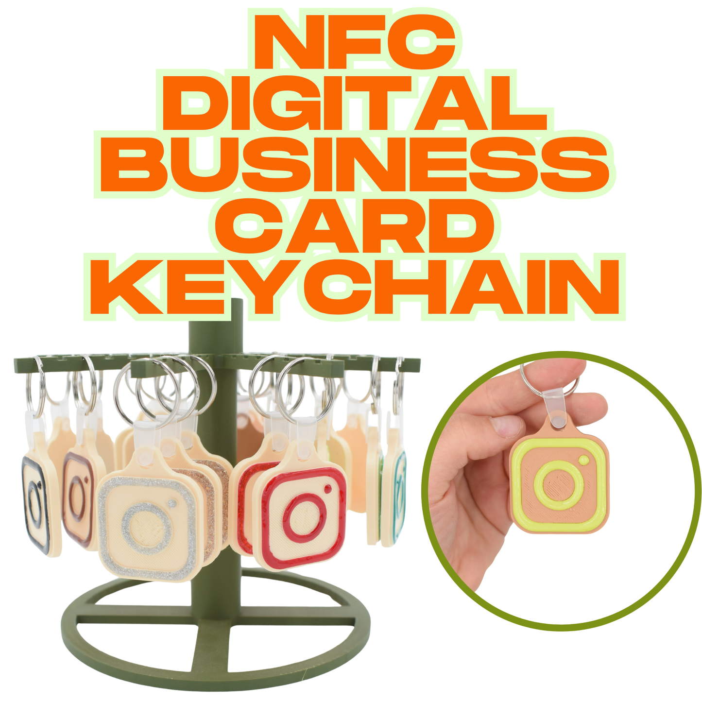 SQUARE NFC DIGITAL BUSINESS CARD KEYCHAIN perfect for bakers and more