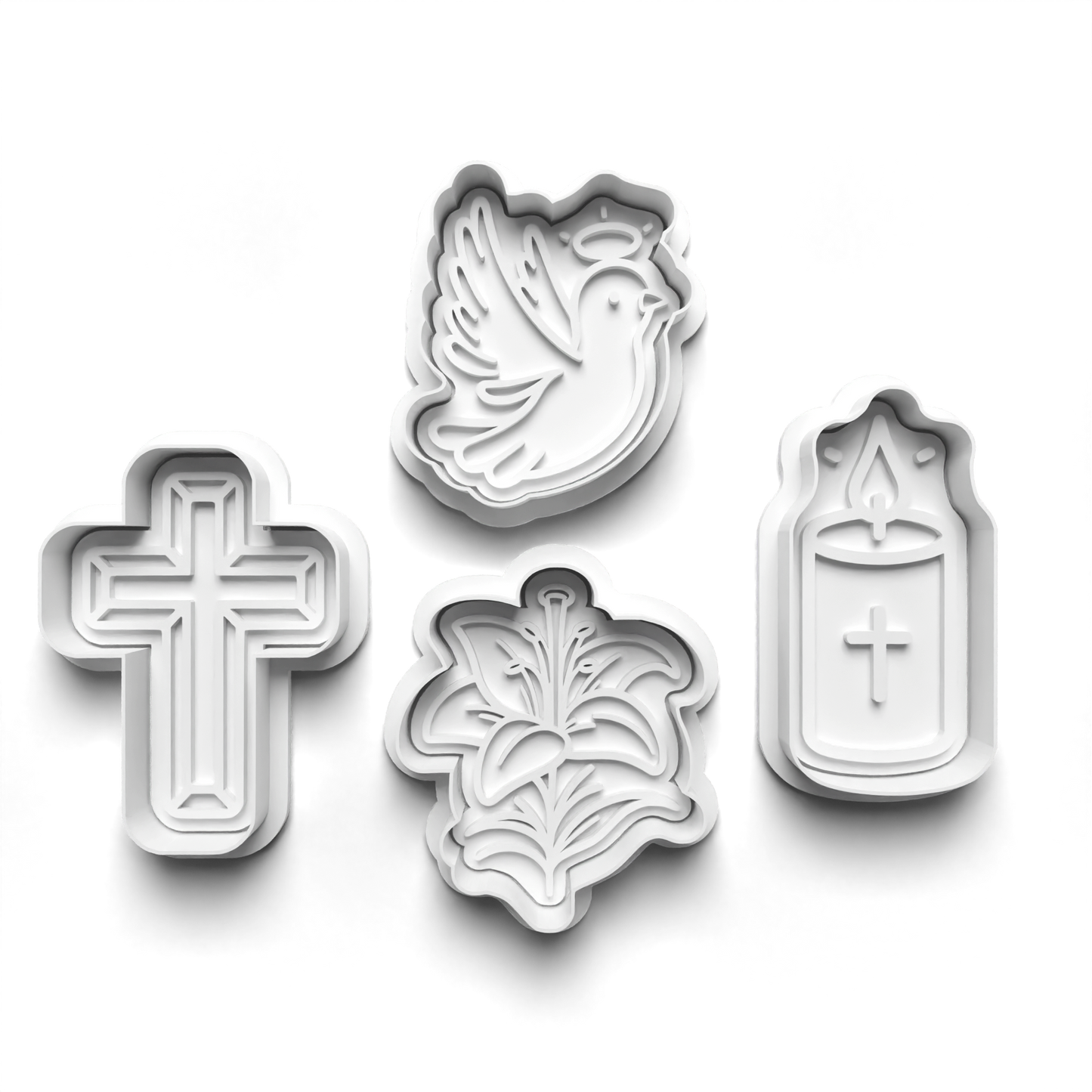 Easter PRV Fondant & Cookie Cutter Set with Stamp - Orange, Green, Brown, Tan - 2 Inches,Food-Safe PLA & PETG