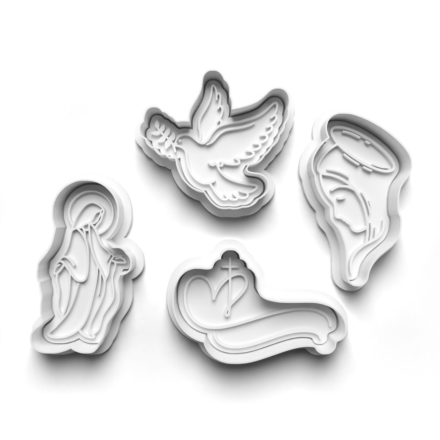 Easter PRV Fondant & Cookie Cutter Set with Stamp - Orange, Green, Brown, Tan - 2 Inches,Food-Safe PLA & PETG