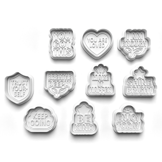 Affirmation cutter and stamp 2" baking , arts and crafts