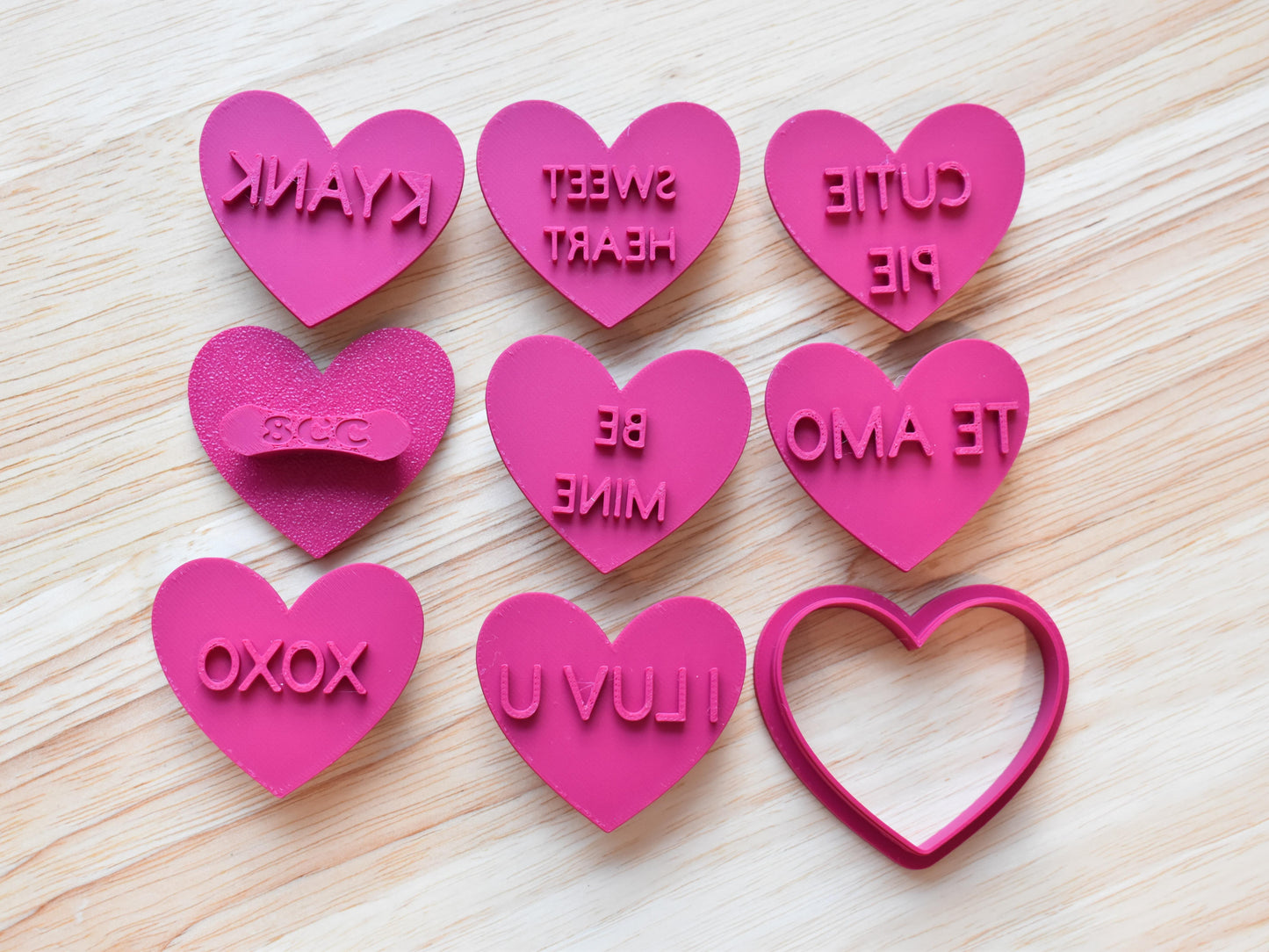 Conversation Hearts Fondant cutter & Stamp Combo 2"