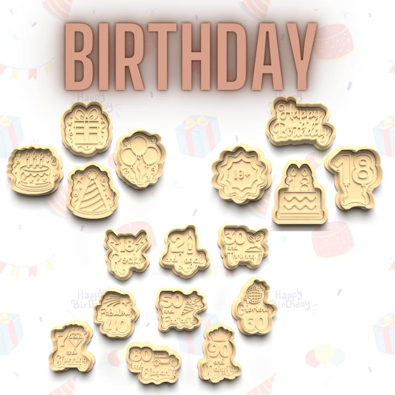 BIRTHDAY & MILESTONE cutter and stamps 2" baking, arts and crafts Bakeware Set