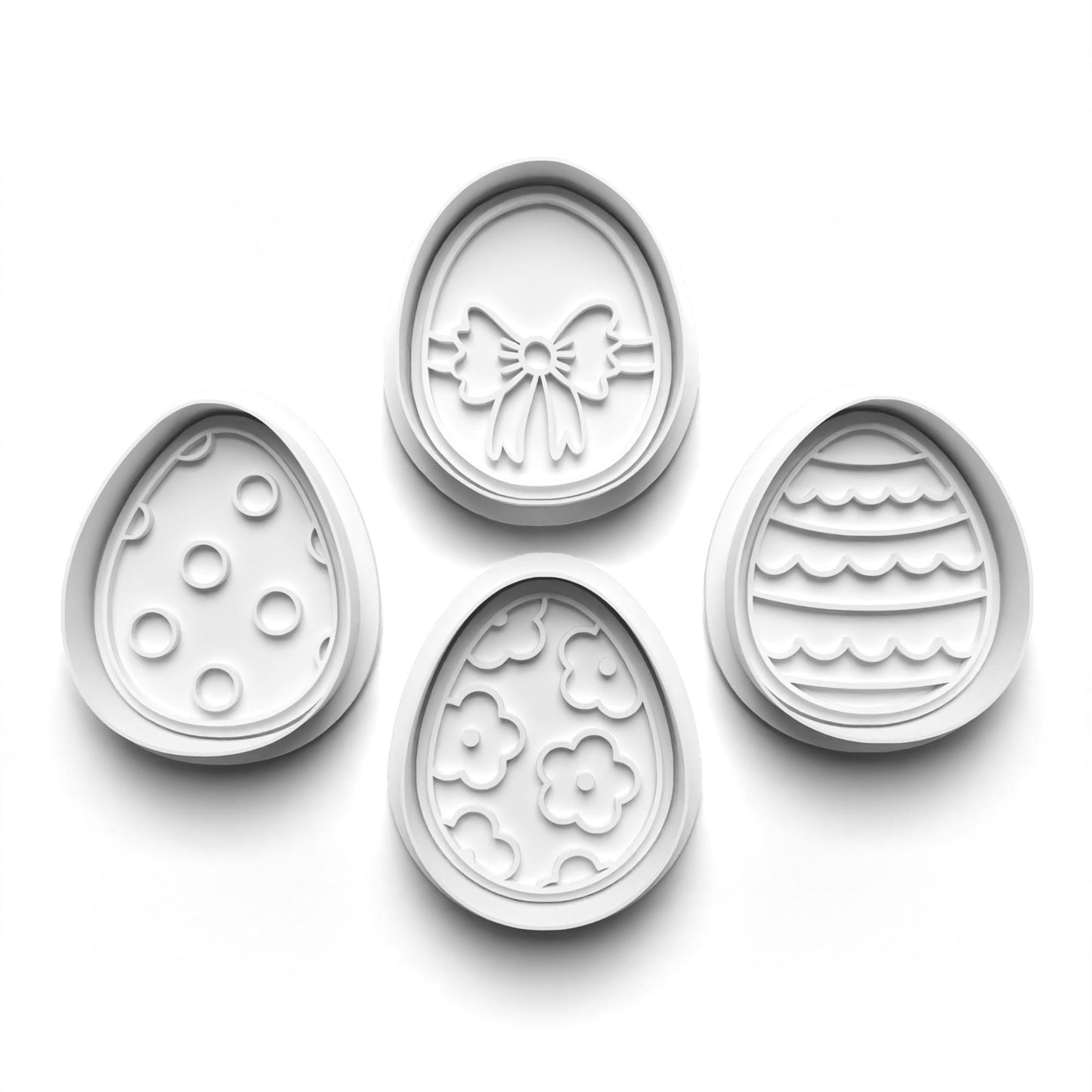 Easter PRV Fondant & Cookie Cutter Set with Stamp - Orange, Green, Brown, Tan - 2 Inches,Food-Safe PLA & PETG