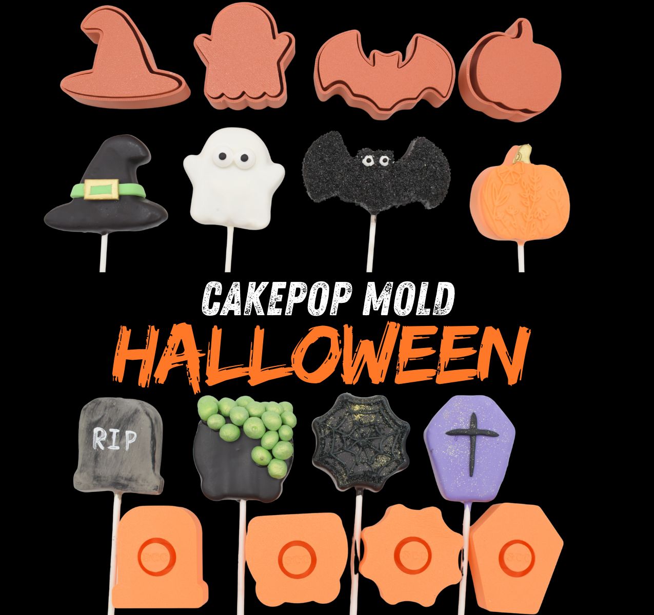 HALLOWEEN Cake Pop Mold PRV, 1oz size cake pop press stamp and mold