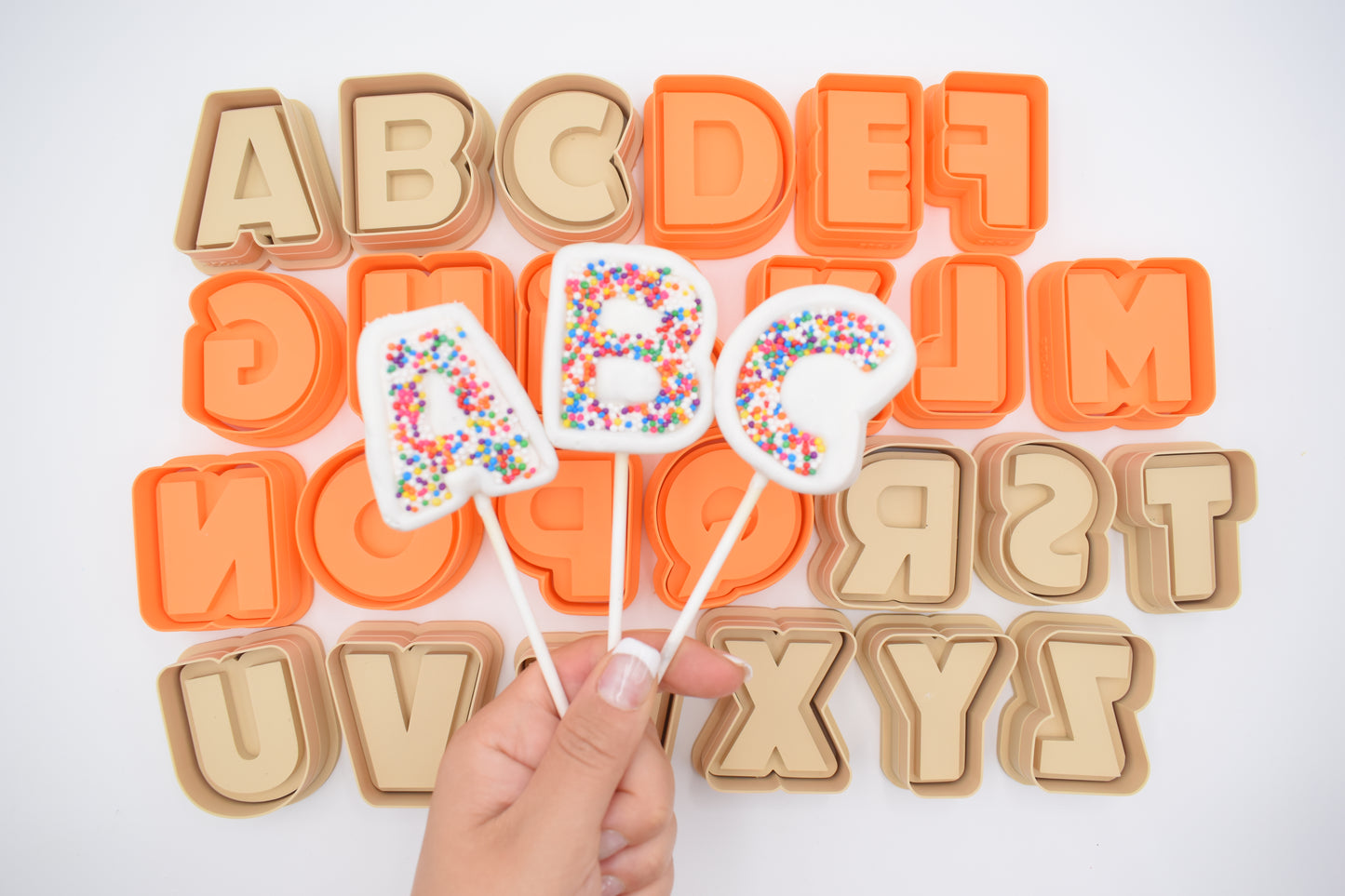 sweet cut co (BOLD) LETTER CAKE POP PRV 1oz Cake pop dough press can we used as cutter and stamp as well