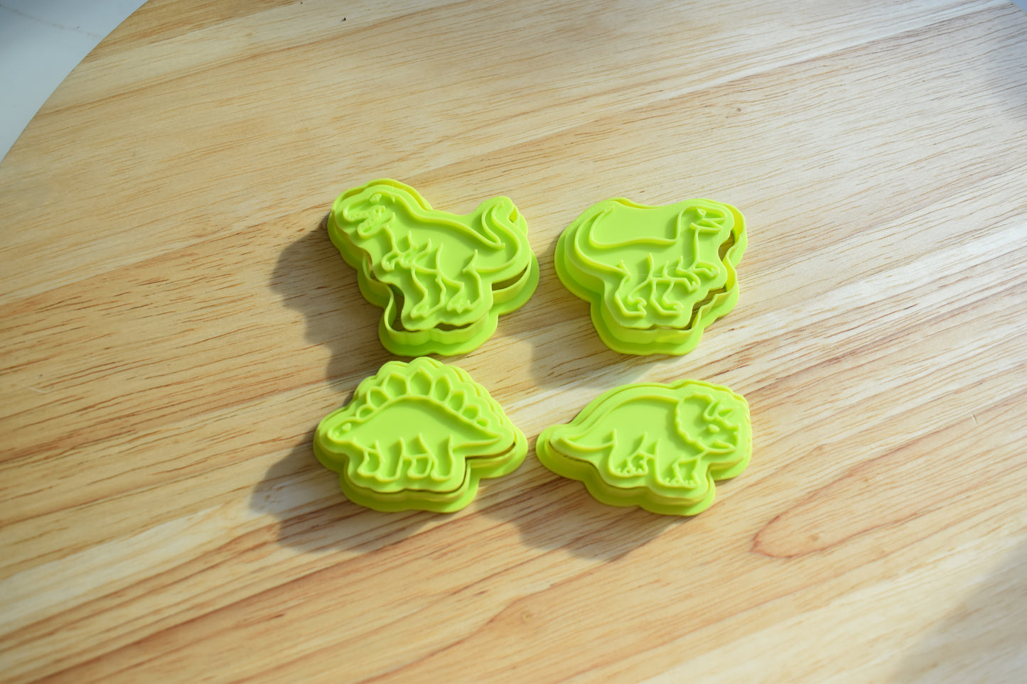 Dinosaur Realistic Fondant Cutter & Stamp Combo 2" - T-Rex Stegosaurus Triceratops Velociraptor for Cake Pops Cupcakes Mini Cakes