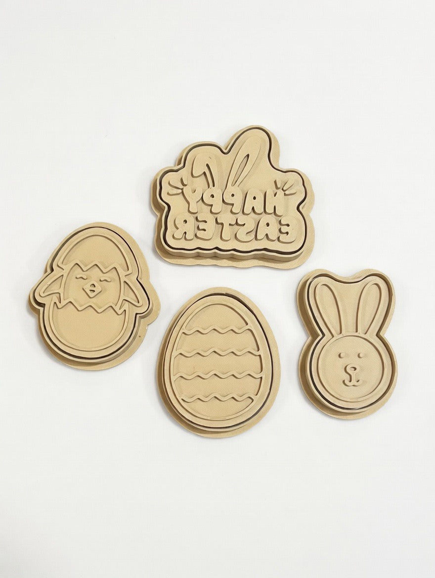 Easter PRV Fondant & Cookie Cutter Set with Stamp  2 Inches