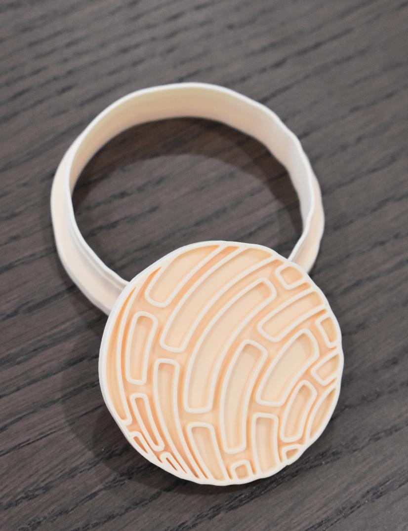 Concha Fondant & Cookie Cutter Set with Stamp - Orange, Green, Brown, Tan - 2 Inches,Food-Safe PLA & PETG