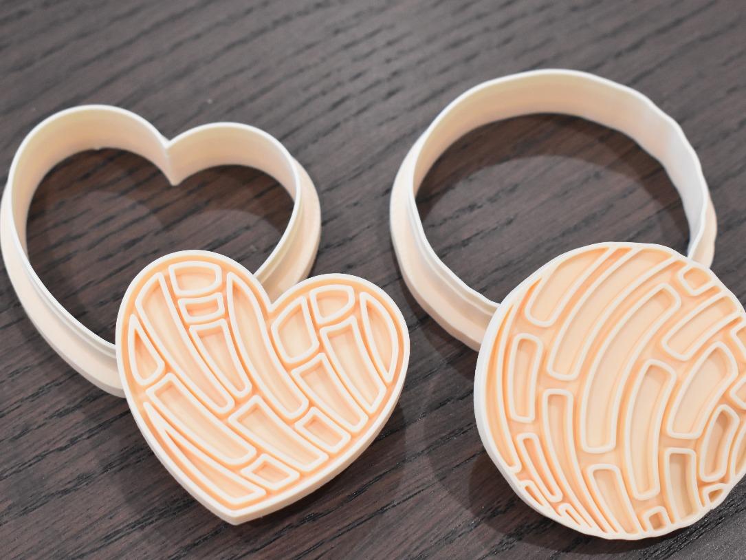 Concha Fondant & Cookie Cutter Set with Stamp - Orange, Green, Brown, Tan - 2 Inches,Food-Safe PLA & PETG