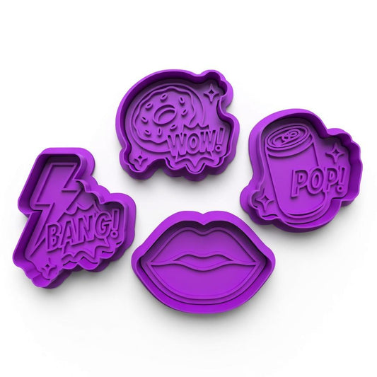 Retro pop art cutter and stamps 2"