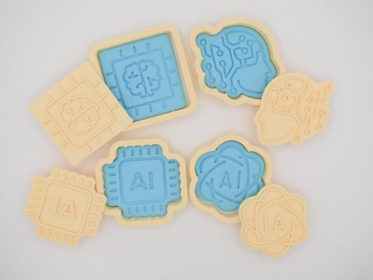 AI / TECH 1.5" Cutter and Stamp PRV - Sweet Cut Co. Eco-friendly Food-safe PLA PETG - Perfect for 1.5-2" Themed Cookies - Made in USA Bakeware Printed