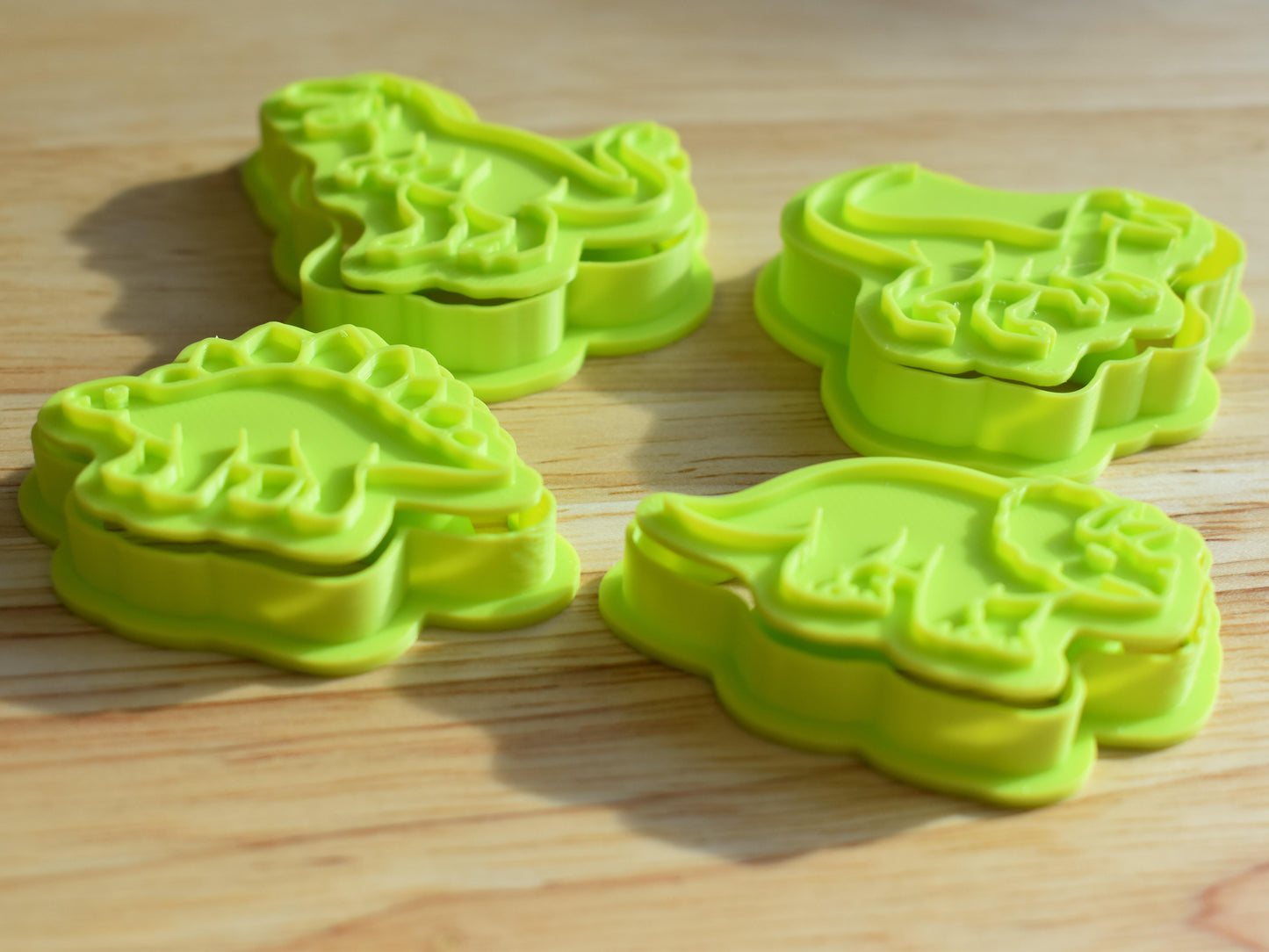 Dinosaur Realistic Fondant Cutter & Stamp Combo 2" - T-Rex Stegosaurus Triceratops Velociraptor for Cake Pops Cupcakes Mini Cakes